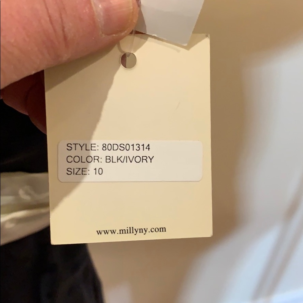 MILLY VNTG black/cream silk dress w/bow/cummerbund - Picture 5 of 8